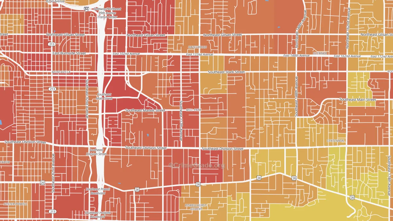 Mill Park, Portland, OR Map of Drug-Related Crime Rates