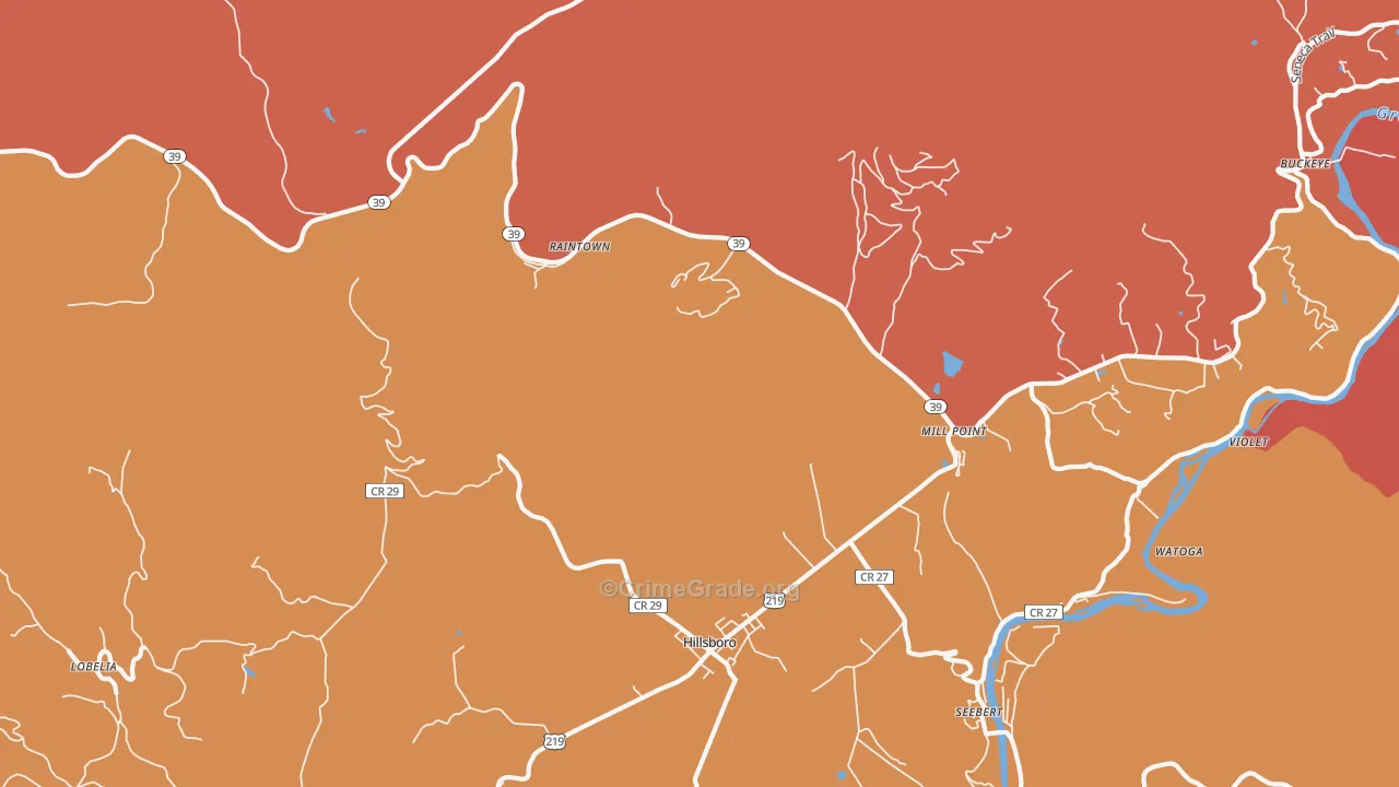 Mill Point, WV Map of Drug-Related Crime Rates