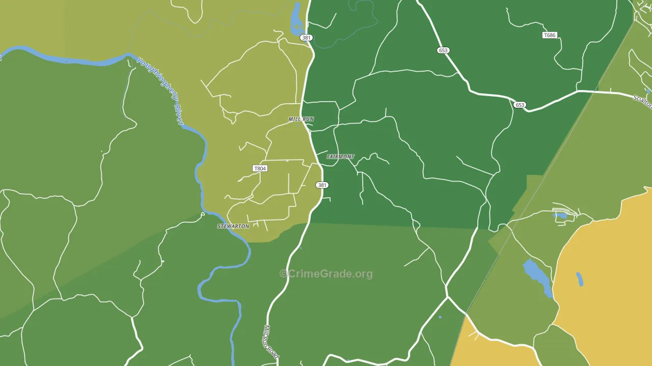 Mill Run, PA Map of Drug-Related Crime Rates
