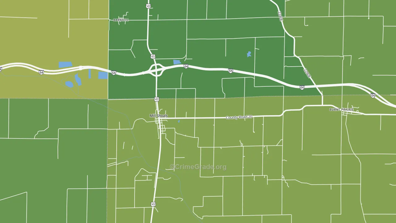 Mill Shoals, IL Map of Drug-Related Crime Rates
