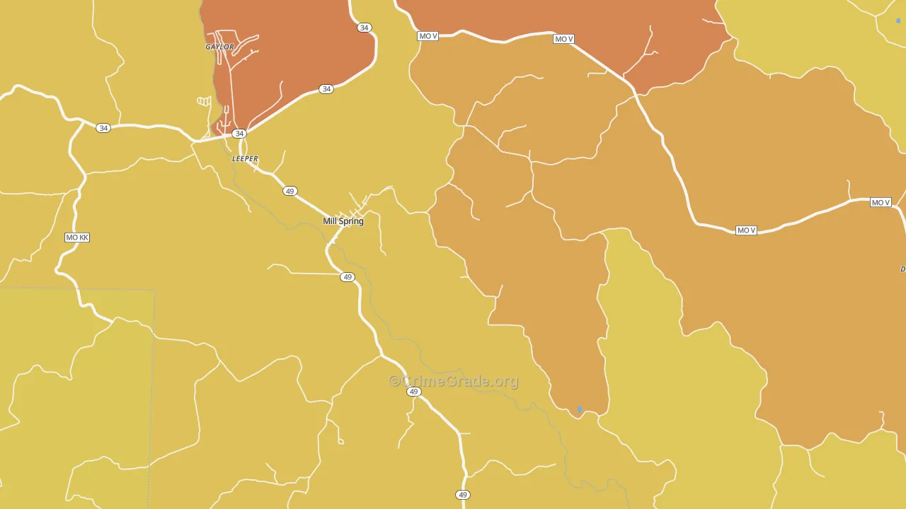 Mill Spring, MO Map of Drug-Related Crime Rates