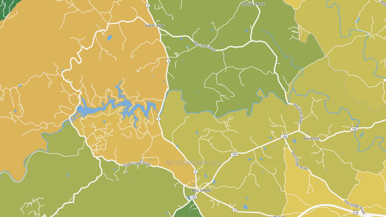 Mill Spring, NC Map of Drug-Related Crime Rates