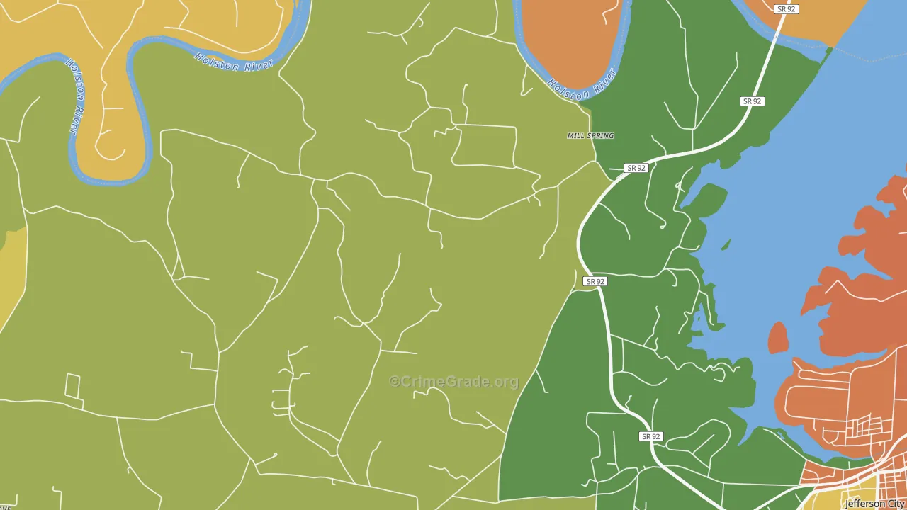 Mill Spring, TN Map of Drug-Related Crime Rates