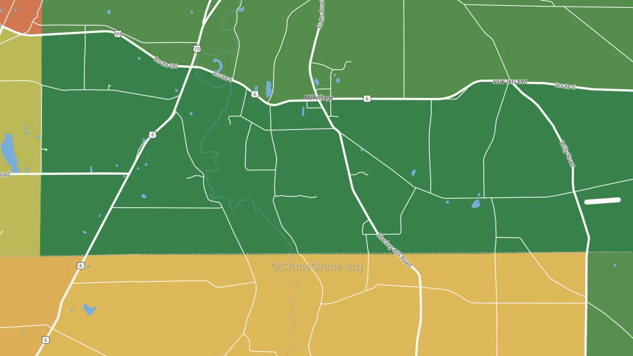Mill Village, PA Map of Drug-Related Crime Rates