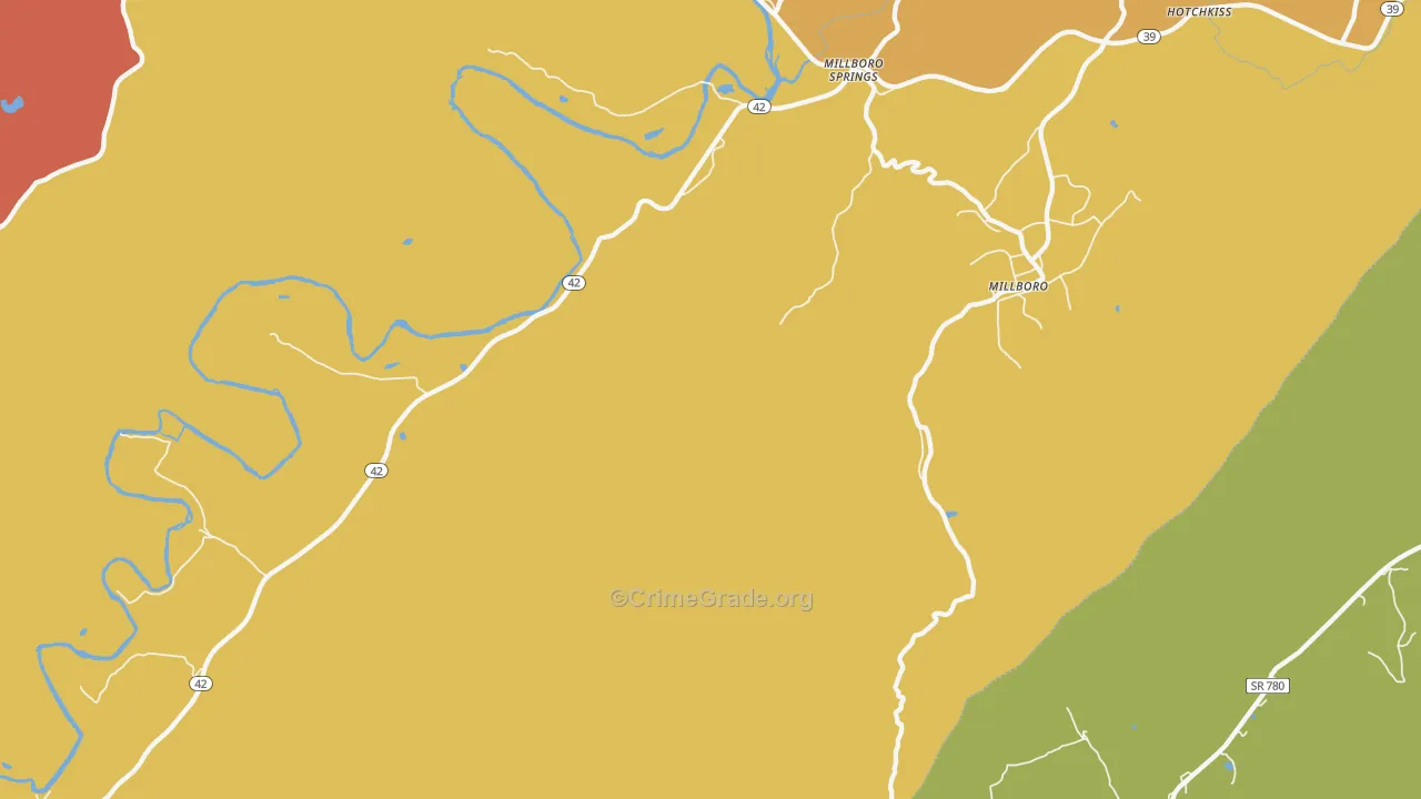 Millboro Springs, VA Map of Drug-Related Crime Rates
