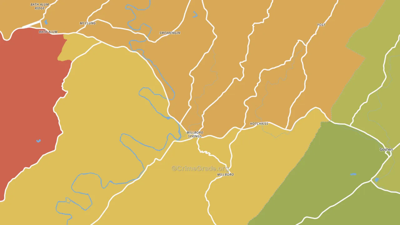 Millboro, VA Map of Drug-Related Crime Rates