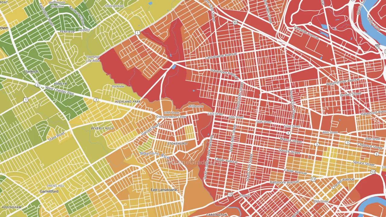 Millbourne, PA Map of Drug-Related Crime Rates