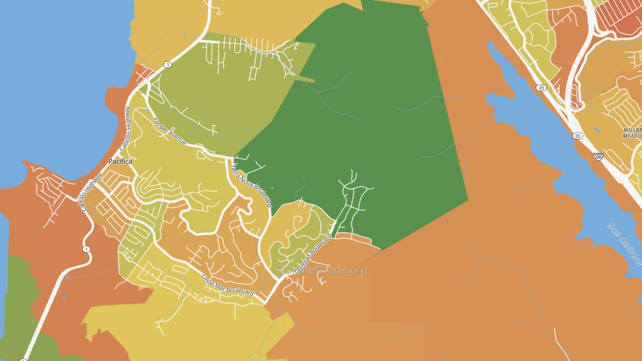 Millbrae Meadows, CA Map of Drug-Related Crime Rates