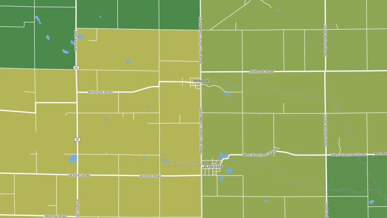 Millbrook, MI Map of Drug-Related Crime Rates