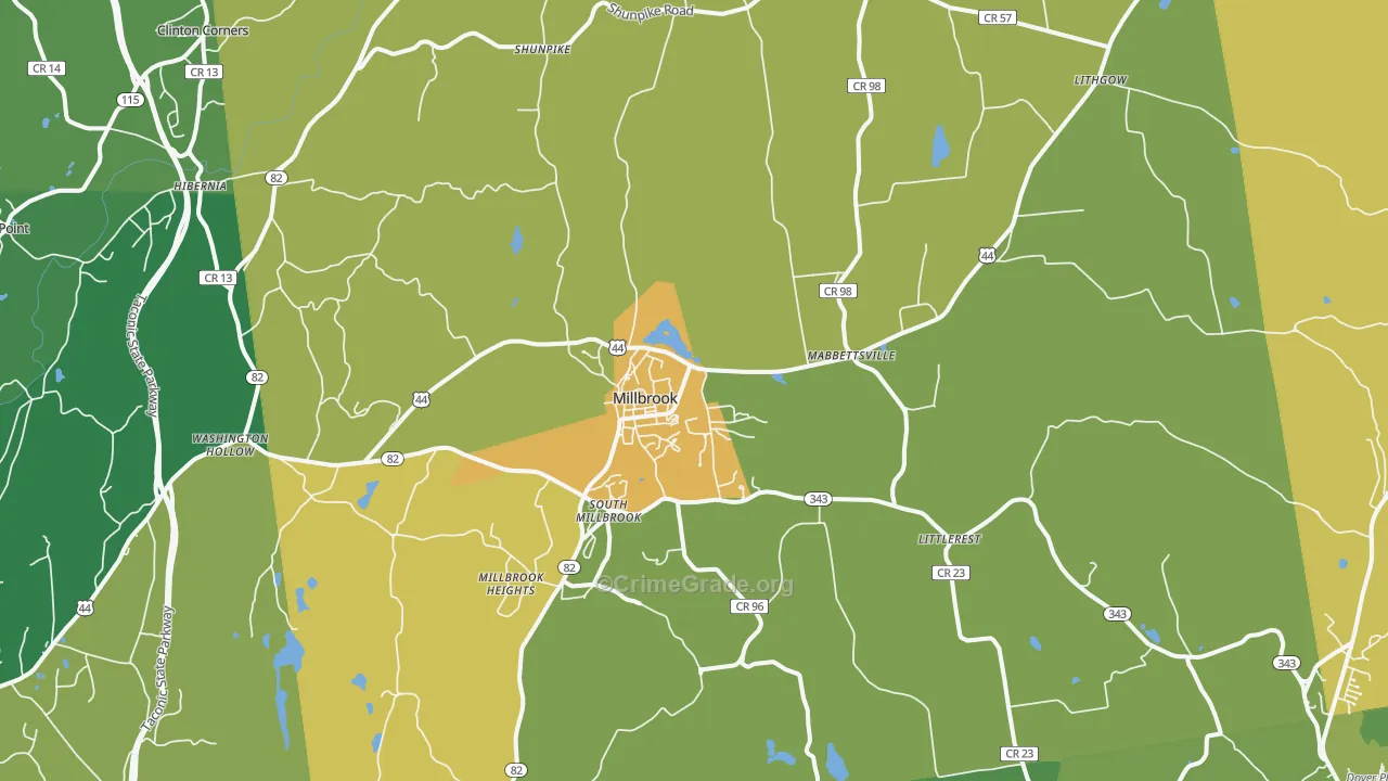 Millbrook, NY Map of Drug-Related Crime Rates
