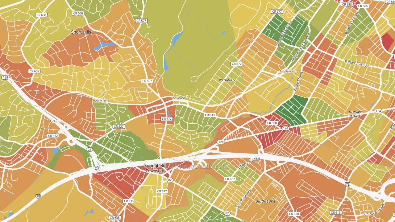 Millburn, NJ Map of Drug-Related Crime Rates