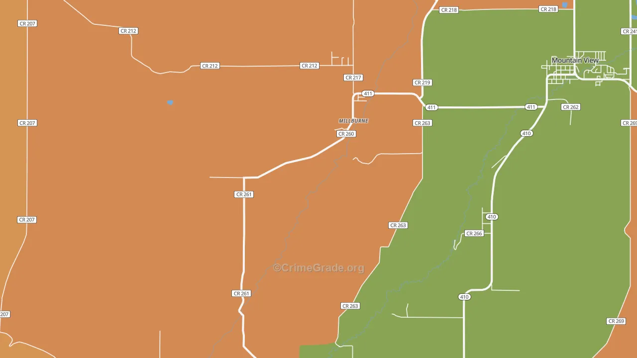 Millburne, WY Map of Drug-Related Crime Rates