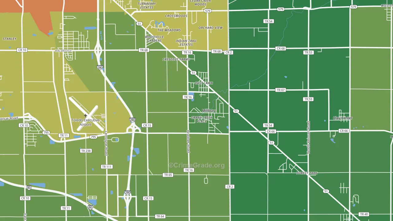 Millbury, OH Map of Drug-Related Crime Rates
