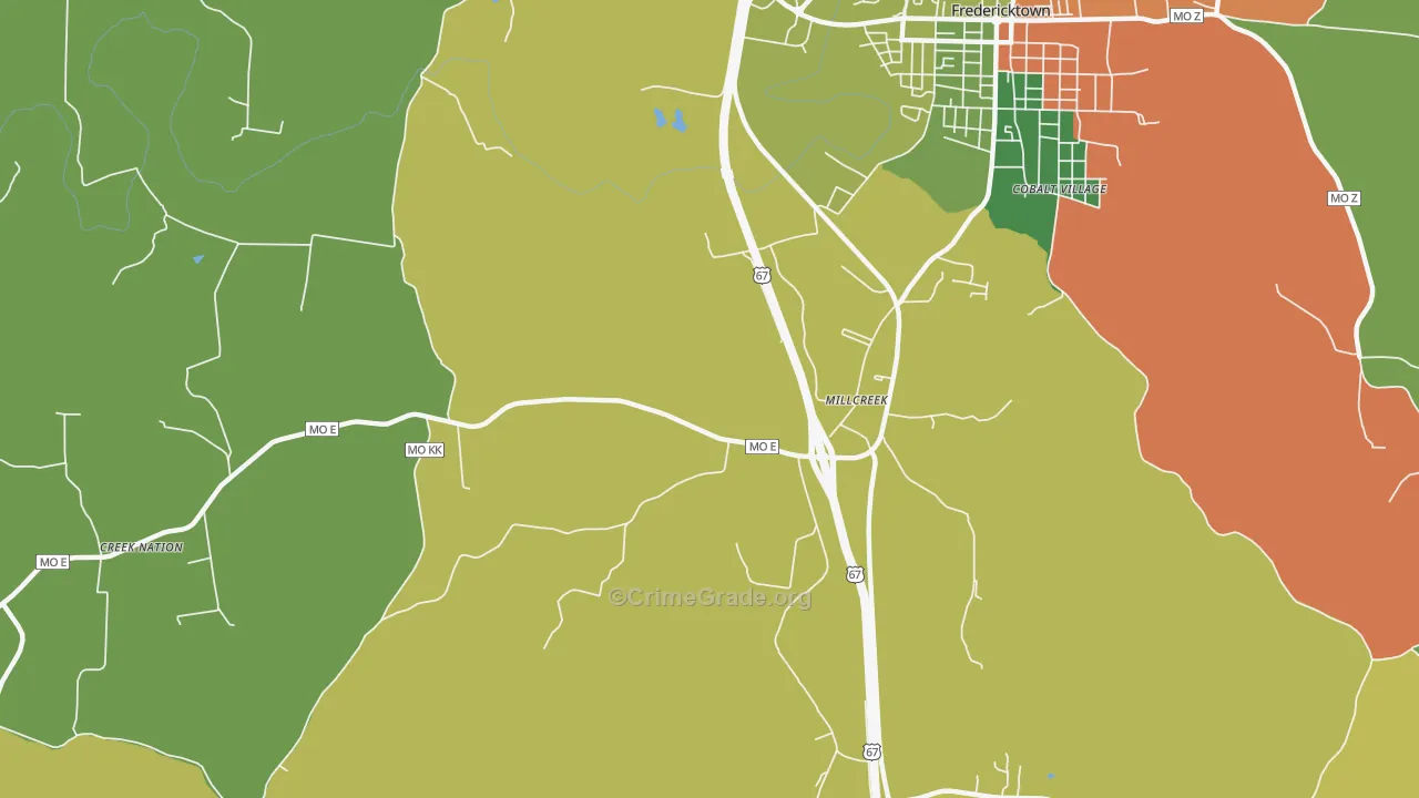 Millcreek, MO Map of Drug-Related Crime Rates