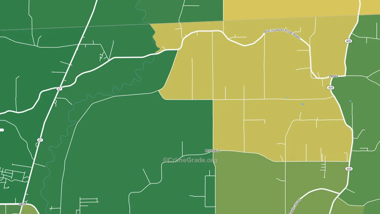 Milldale, LA Map of Drug-Related Crime Rates