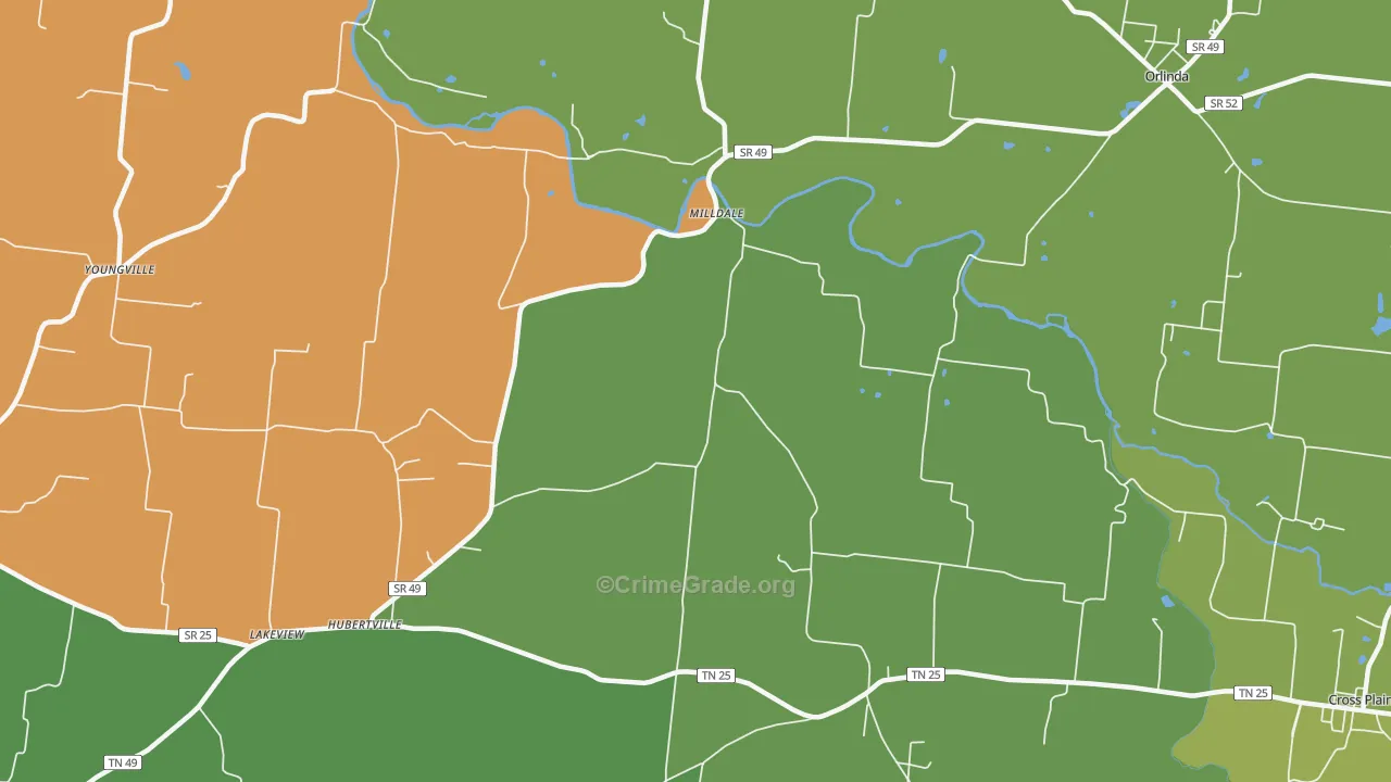 Milldale, TN Map of Drug-Related Crime Rates