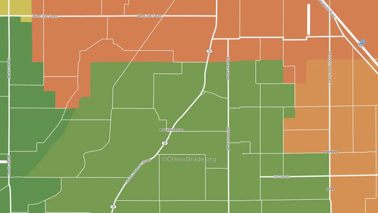 Milledgeville, IN Map of Drug-Related Crime Rates