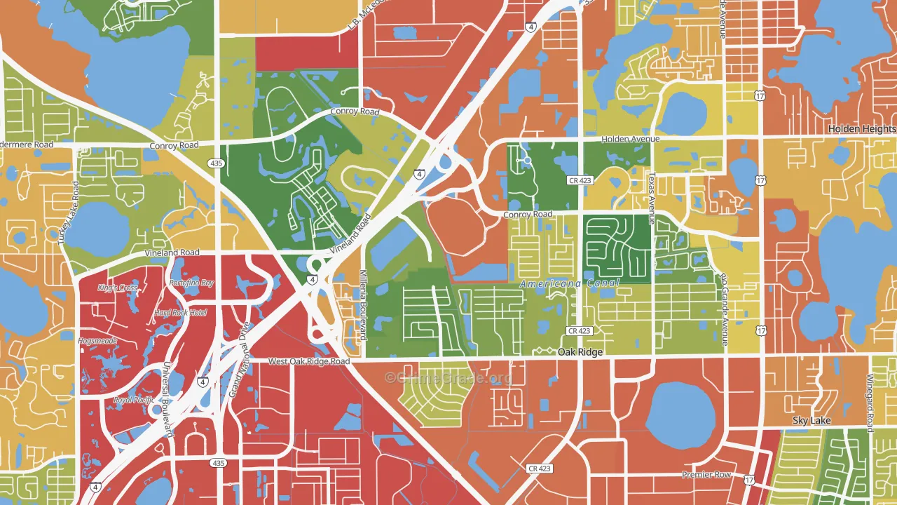 Millenia, Orlando, FL Map of Drug-Related Crime Rates