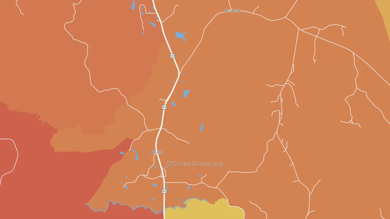 Miller, AL Map of Drug-Related Crime Rates