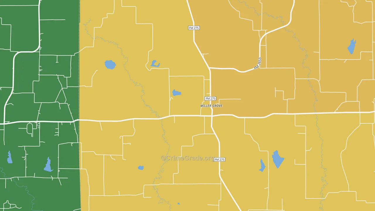 Miller Grove, TX Map of Drug-Related Crime Rates
