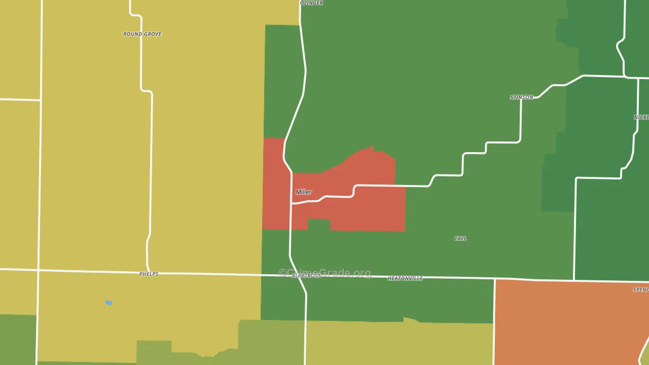 Miller, MO Map of Drug-Related Crime Rates