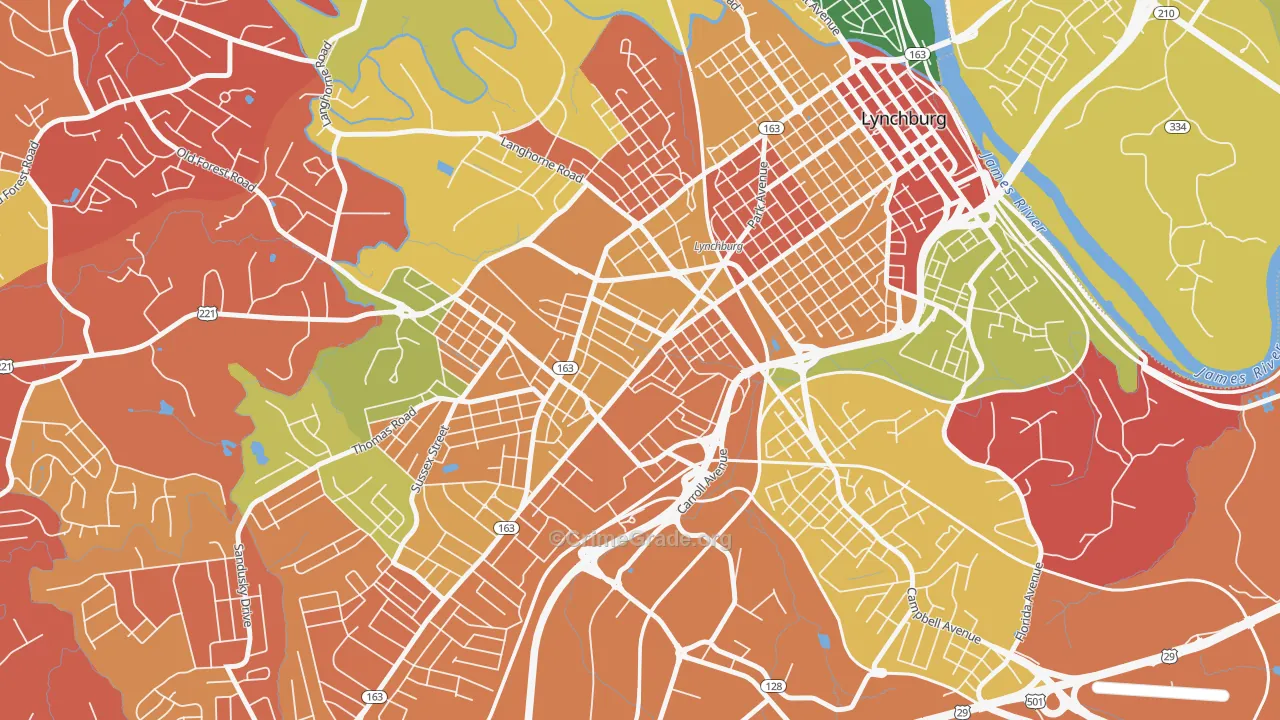 Miller Park, Lynchburg, VA Map of Drug-Related Crime Rates