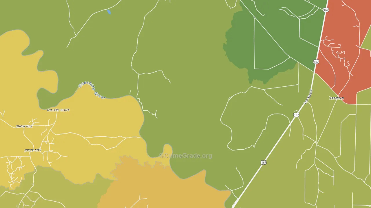 Millers Bluff, AR Map of Drug-Related Crime Rates
