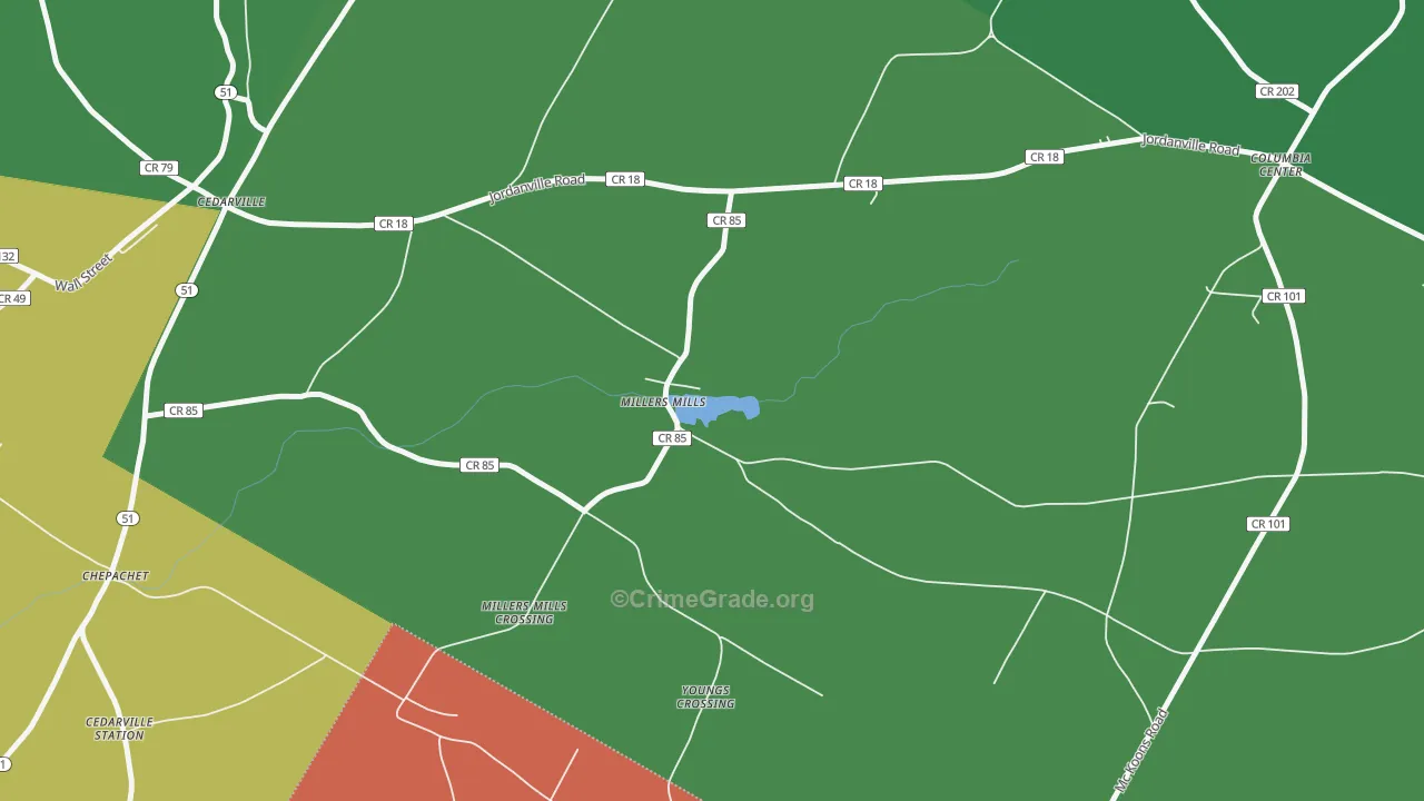 Millers Mills, NY Map of Drug-Related Crime Rates