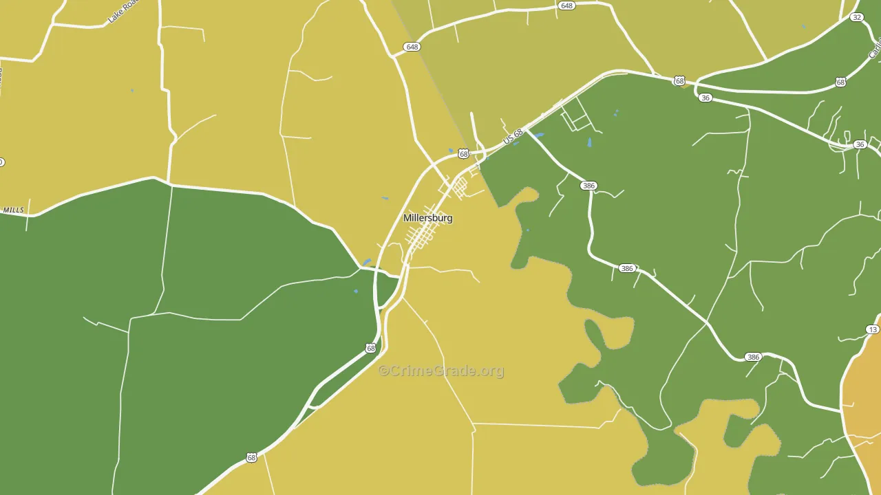 Millersburg, KY Map of Drug-Related Crime Rates