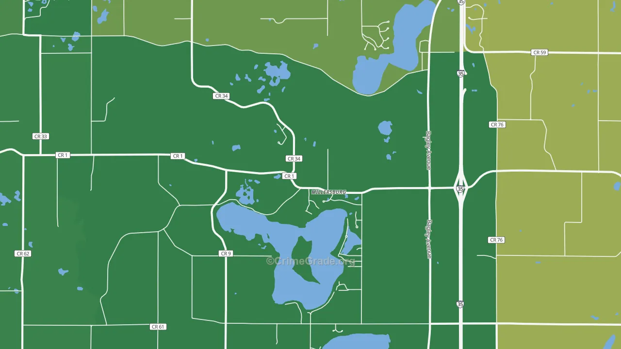 Millersburg, MN Map of Drug-Related Crime Rates