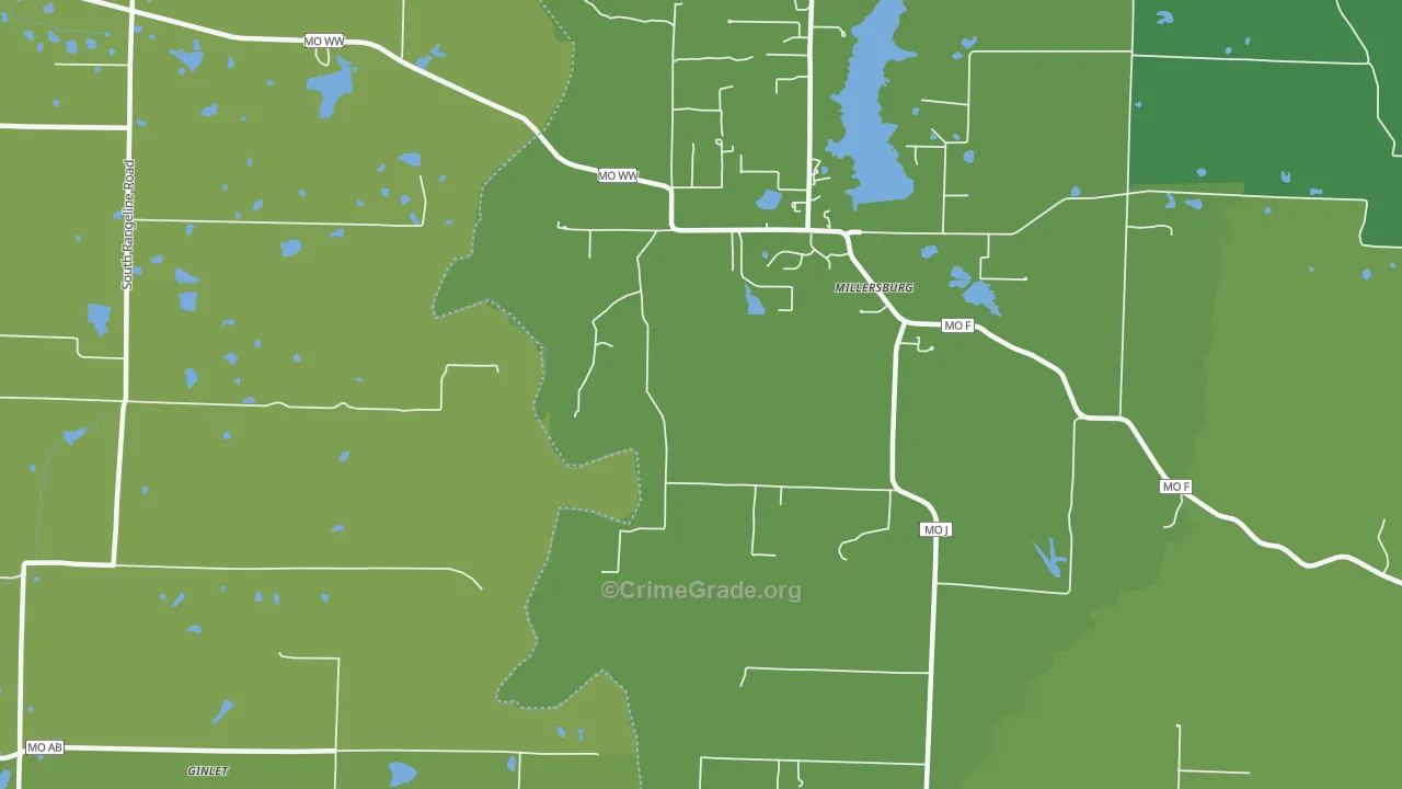 Millersburg, MO Map of Drug-Related Crime Rates