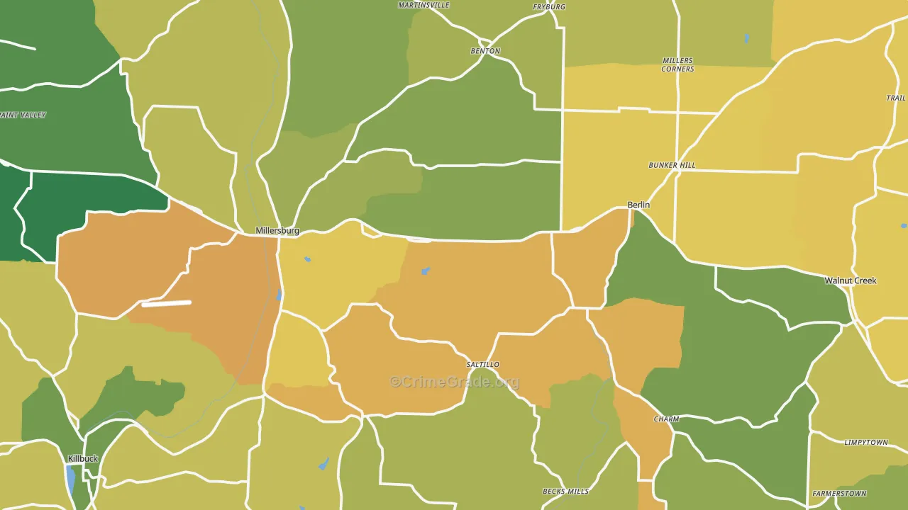 Millersburg, OH Map of Drug-Related Crime Rates