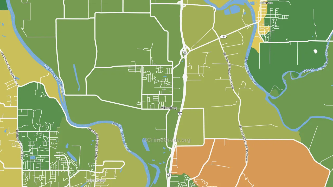 Millersburg, OR Map of Drug-Related Crime Rates