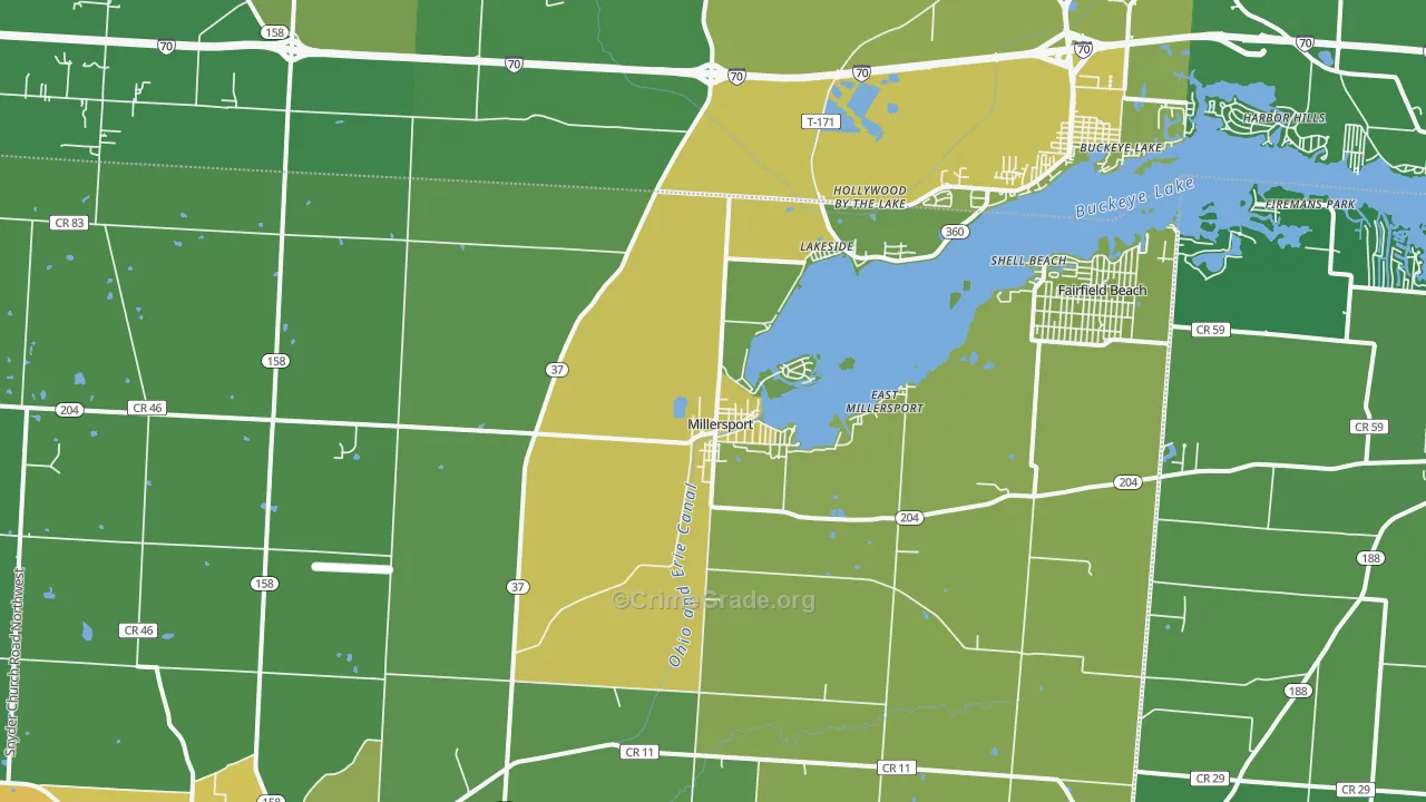Millersport, OH Map of Drug-Related Crime Rates