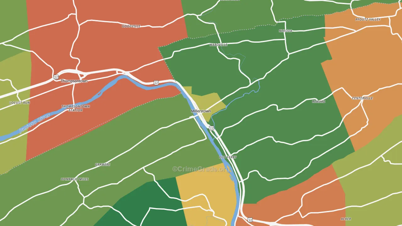 Millerstown, PA Map of Drug-Related Crime Rates
