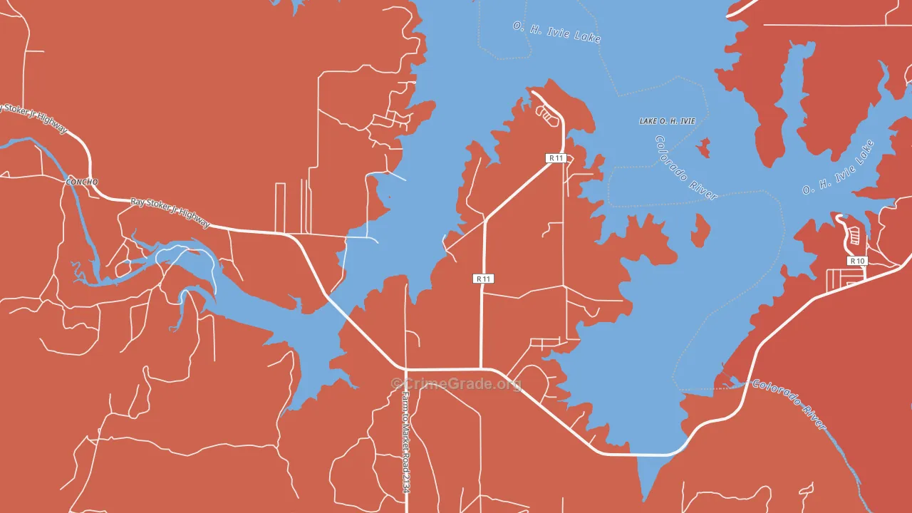 Millersview, TX Map of Drug-Related Crime Rates