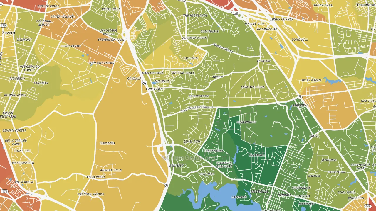 Millersville, MD Map of Drug-Related Crime Rates