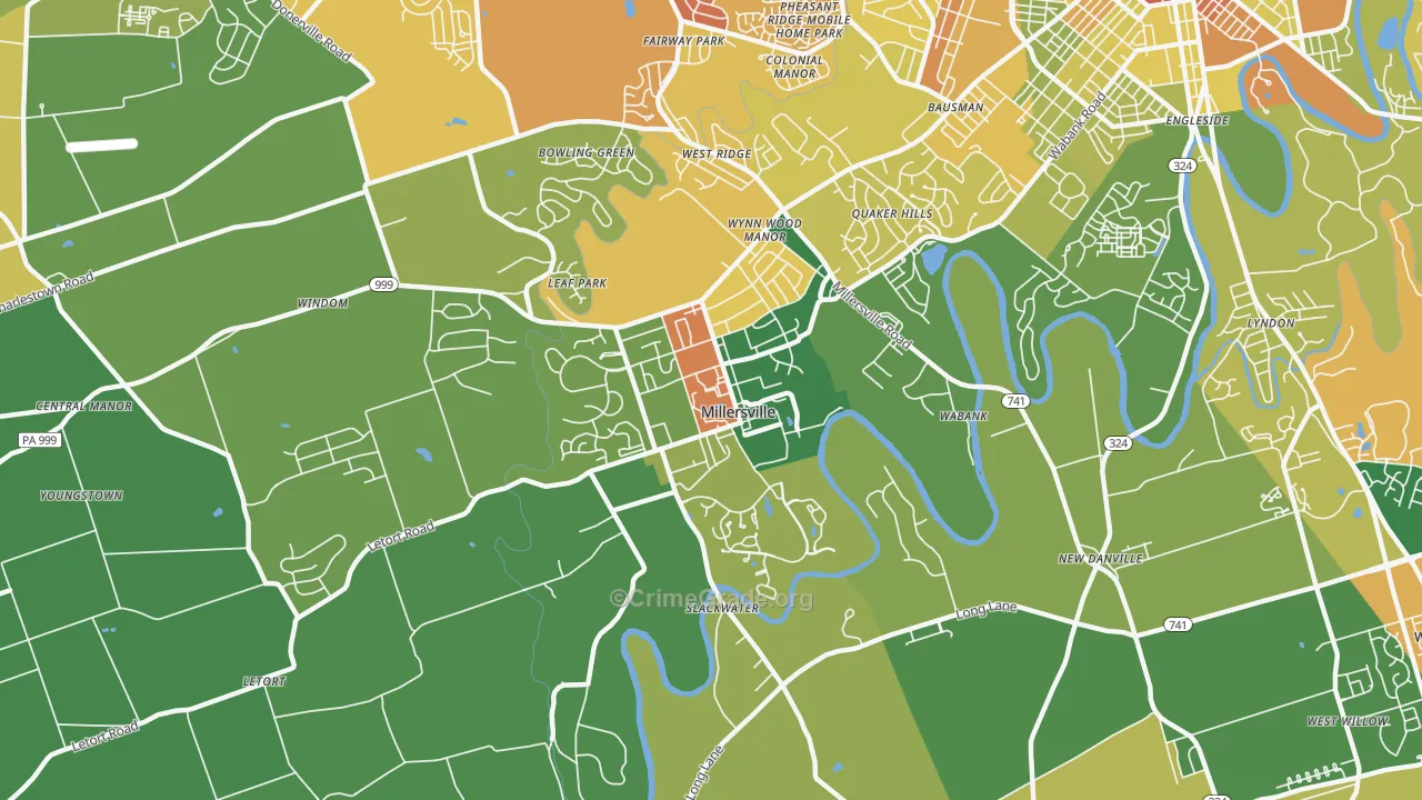 Millersville, PA Map of Drug-Related Crime Rates