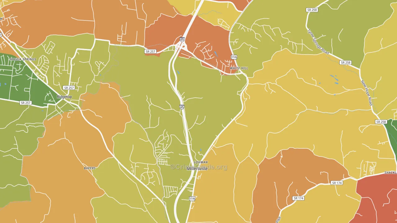 Millersville, TN Map of Drug-Related Crime Rates