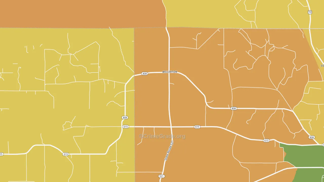 Millerton, LA Map of Drug-Related Crime Rates