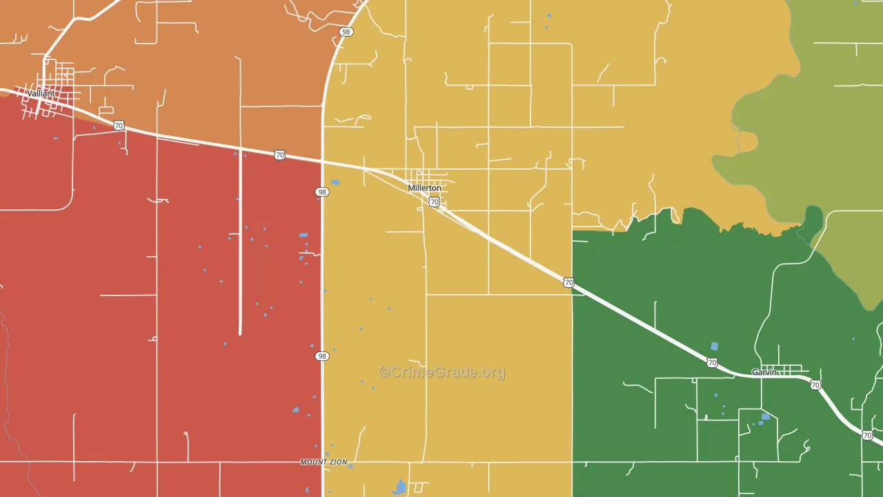 Millerton, OK Map of Drug-Related Crime Rates