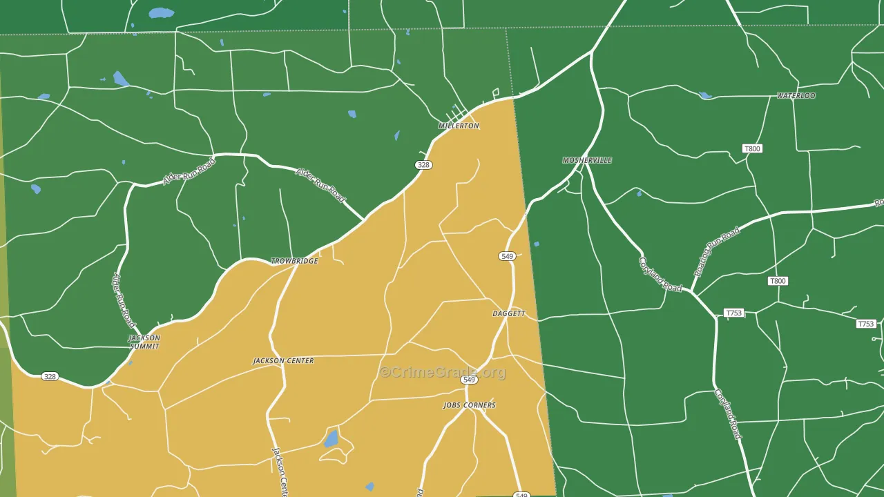 Millerton, PA Map of Drug-Related Crime Rates