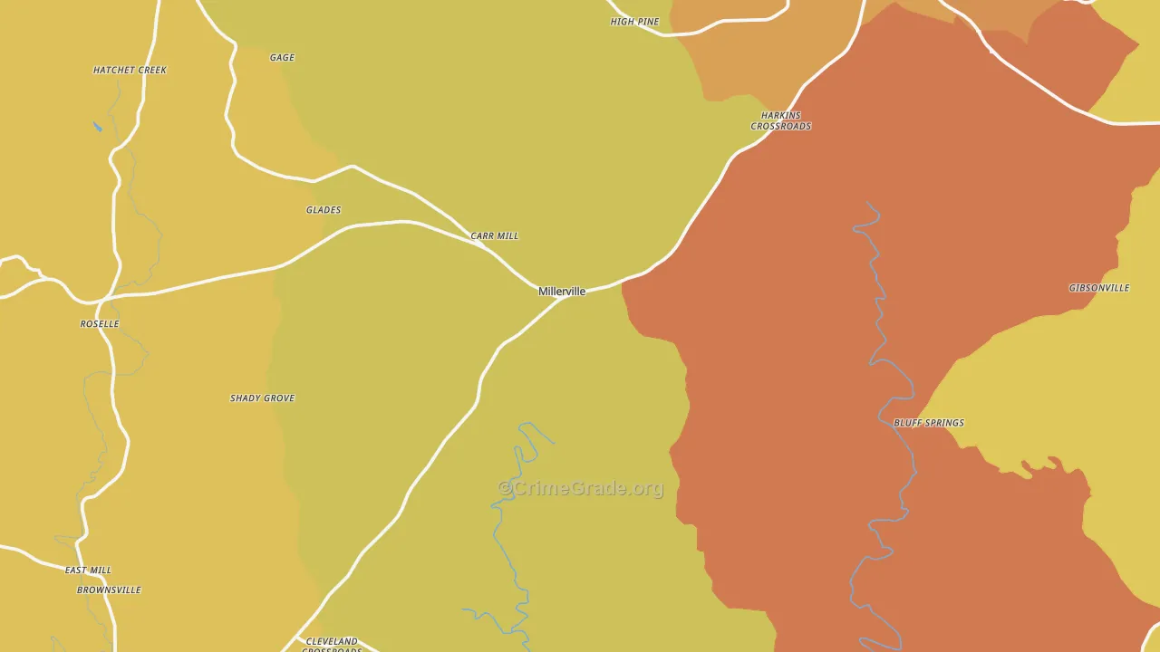 Millerville, AL Map of Drug-Related Crime Rates
