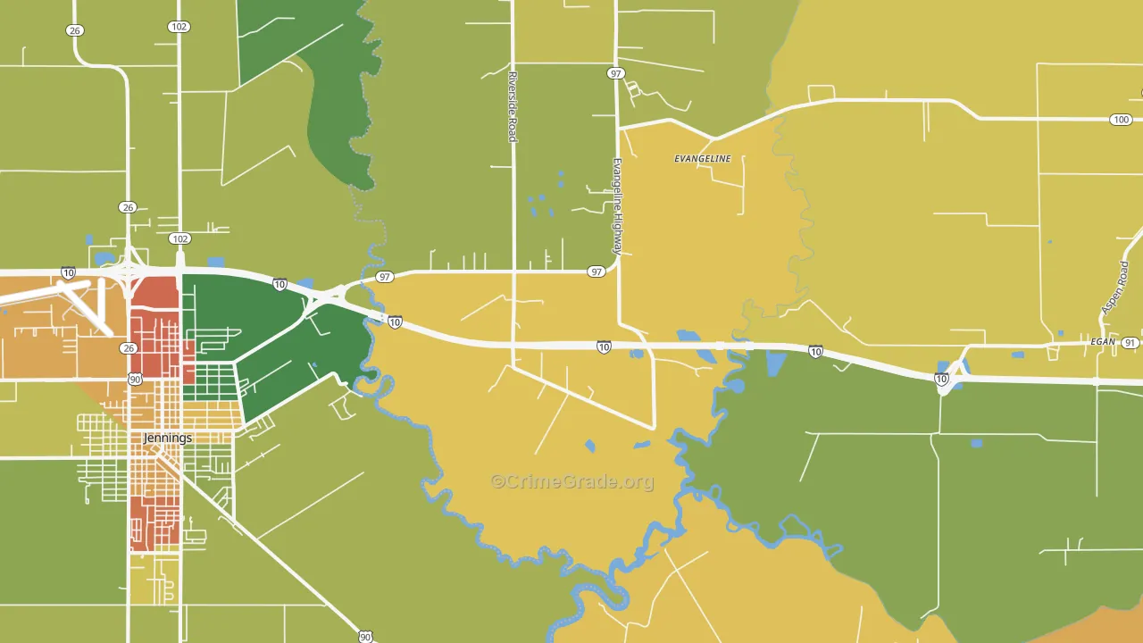 Millerville, LA Map of Drug-Related Crime Rates
