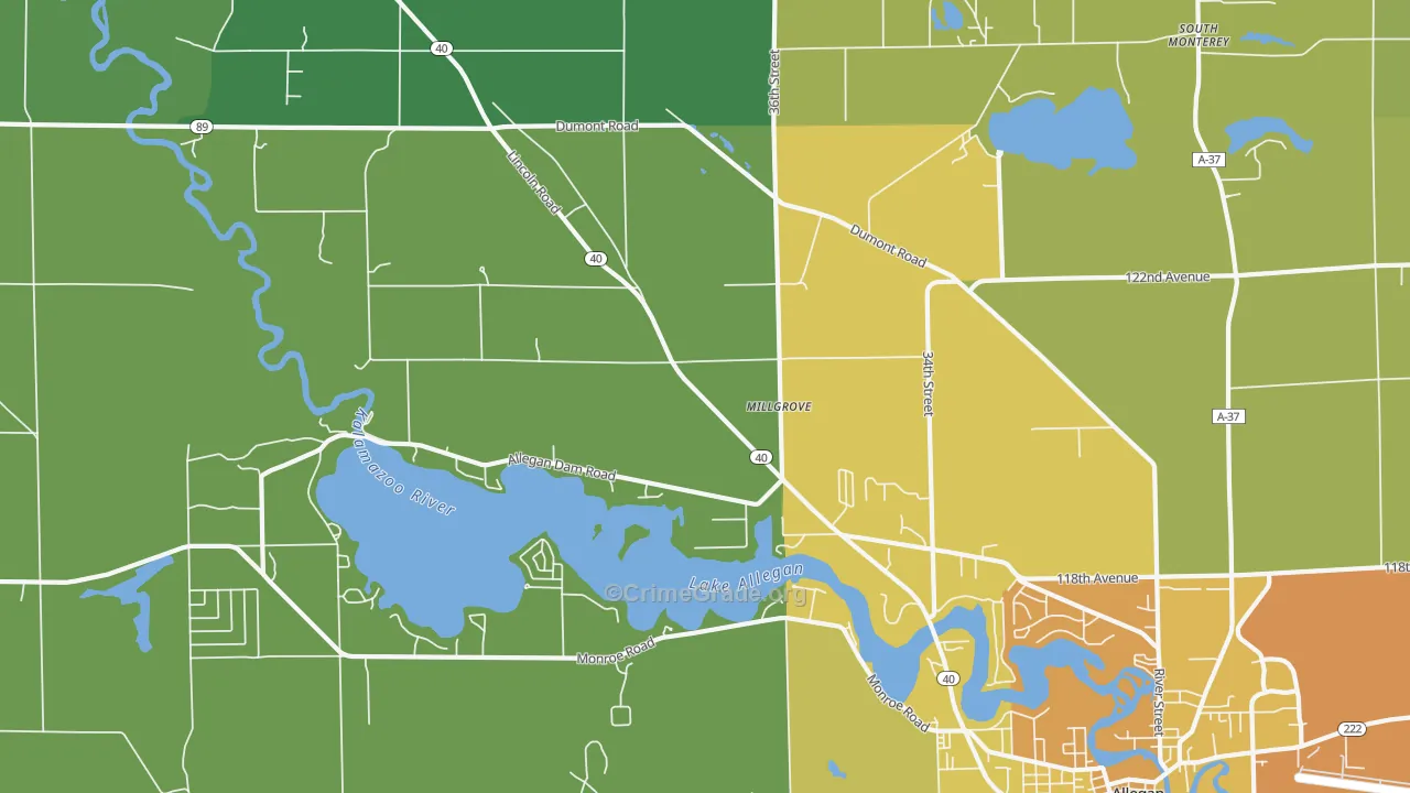 Millgrove, MI Map of Drug-Related Crime Rates