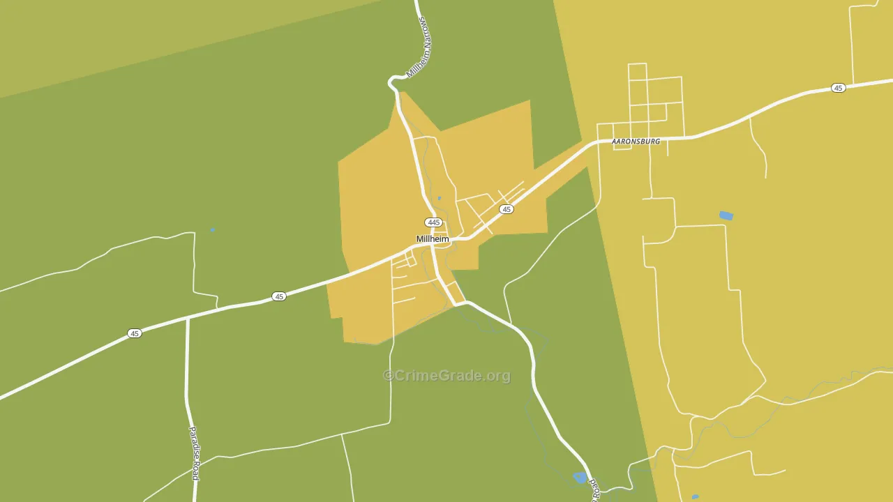 Millheim, PA Map of Drug-Related Crime Rates