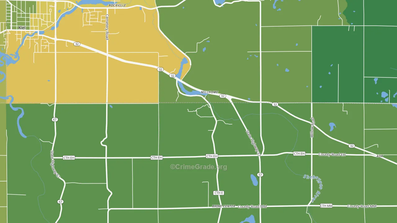 Millhome, WI Map of Drug-Related Crime Rates