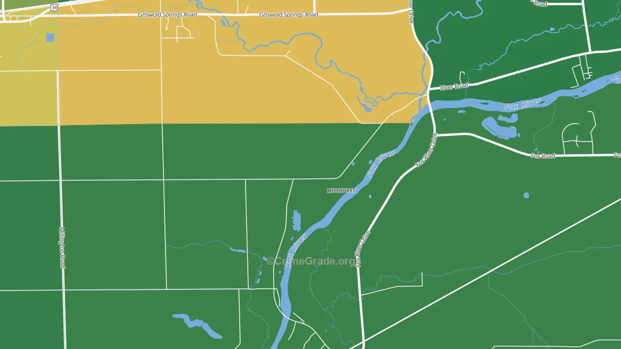 Millhurst, IL Map of Drug-Related Crime Rates