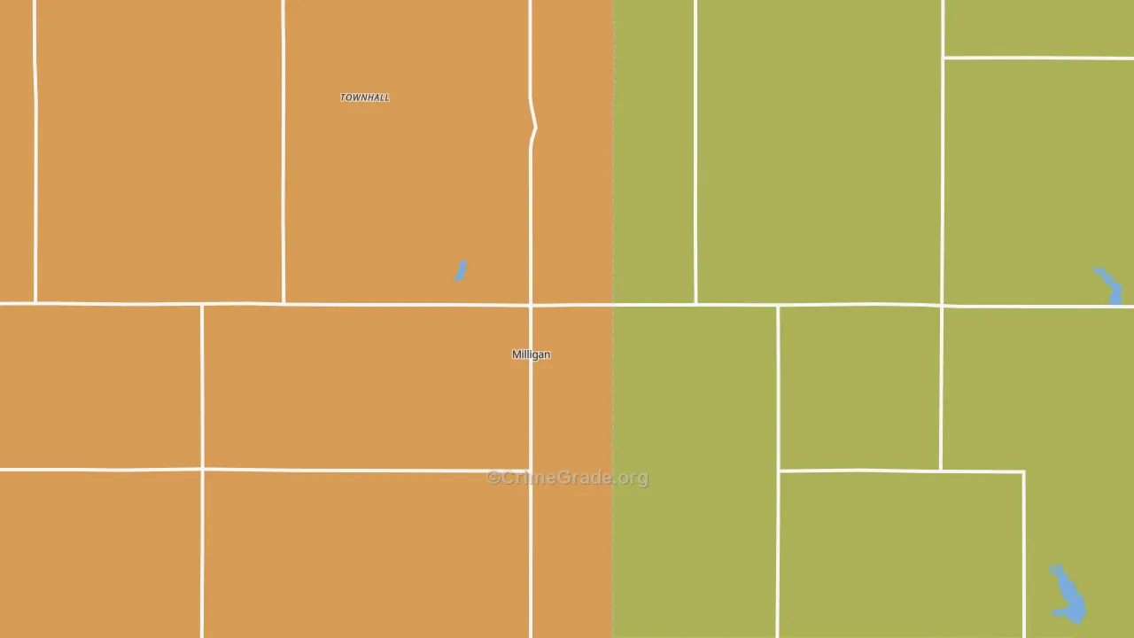 Milligan, NE Map of Drug-Related Crime Rates