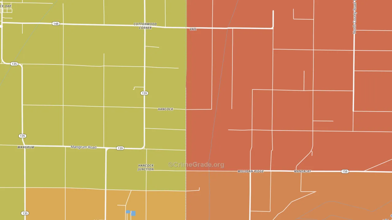 Milligan Ridge, AR Map of Drug-Related Crime Rates